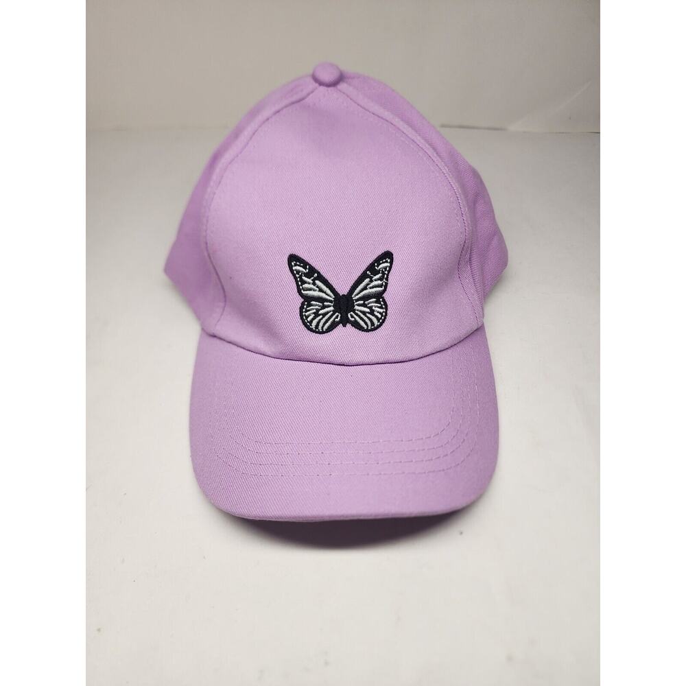 Baseball Cap Pink/Purple Adjustable Embroidered Black Butterfly Hat Womens